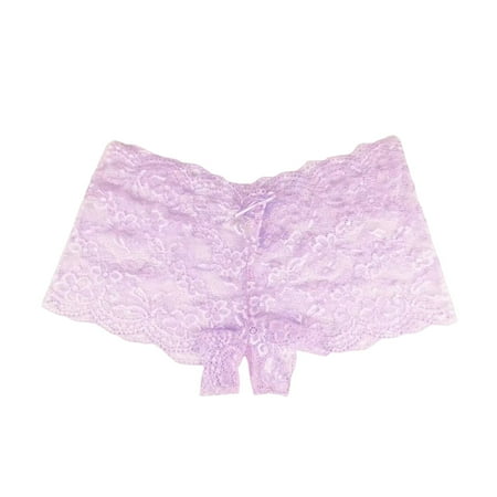 vigerkar Women Sexy Crotchless Boyshorts Underwear Bikini Cheeky Lingerie Panties Pink  3XL