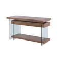 thumbnail image 6 of Milan 53.2" 2-drawer Wood and Glass Rotatable Desk in Walnut/Clear, 6 of 13