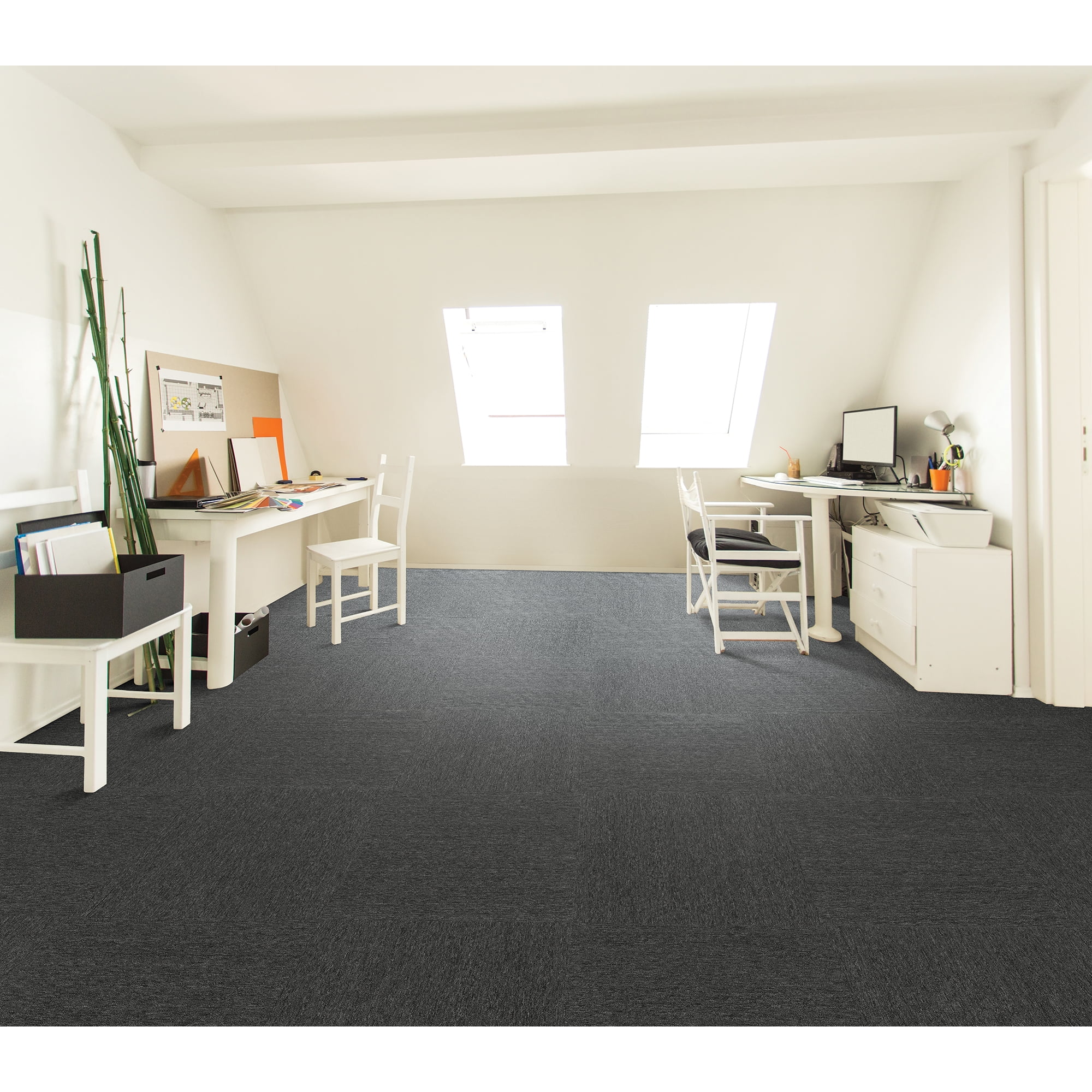 Mohawk Basics 24" x 24" Carpet Tile Sample with EnviroStrand™ PET Fiber in Smoke (1 piece)