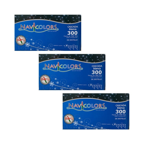 Cascada Navideña Luz Led Destellos Blanca Importadora La Merced 300 Focos Importadora La Merced Paquete 3 pz Alta Resistencia