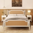 thumbnail image 1 of Rattan Queen/King Bed Frame | No Box Spring Needed | Traditional Style in Antique White & Walnut, 1 of 17