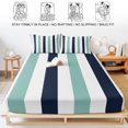 thumbnail image 5 of Twin Sze Fitted Sheet Set - Turquoise Navy Blue Striped 2 Piece Bedding Sets 16" Deep Pocket Fitted Sheet with 1 Pillowcase, Farmhouse Stripe Art Brushed Microfiber Hotel Luxury Bed Sheets, 5 of 9