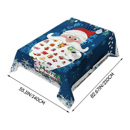 

Claus） Santa Tablecloth Bibulous For Christmas（Blue Decorated Kitchen，Dining & Bar 6 Foot Table Clothes for Rectangle Tables