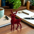 thumbnail image 5 of Neoyler Christmas Decorations Flocked Deer Figurine Ornament Soft Flocking Finish Easy Clean Holiday Shelf Table Nightstand Centerpiece Home Office Mantel Gift for Nature Lovers Red 6.7in, 5 of 7
