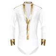 thumbnail image 3 of LiiYii Mens Shiny Rhinestones Modern Jazz Latin Dance Costume Long Sleeve Fitness Tango Salsa Chacha White XXL, 3 of 7