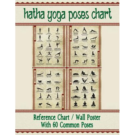 Hatha Yoga Poses Chart : 60 Common Yoga Poses and Their Names - A Reference Guide to Yoga Asanas (Postures) 8.5 X 11 Full-Color 4-Panel