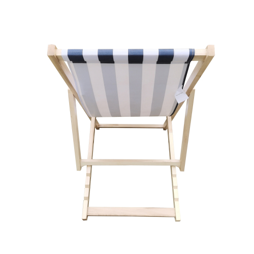 JINS & VICO Beach Lounge Chair, Adjustable Wood Patio Lounge Camp Chair with Sturdy Wooden Frame and Stripe Polyester Canvas, Reclining Portable Chair for Yard Pool Balcony Garden, Dark Blue - image 5 of 7