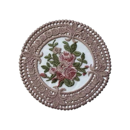 

XIEC Plate Mat Exquisite Embroidery Desktop Decoration Round INS Style Table Coaster for Photo Backdrop