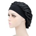 thumbnail image 2 of Chapeau de Sommeil Large Bandeau Élastique Satin Bonnet Extensible pour Femme, 2 of 10