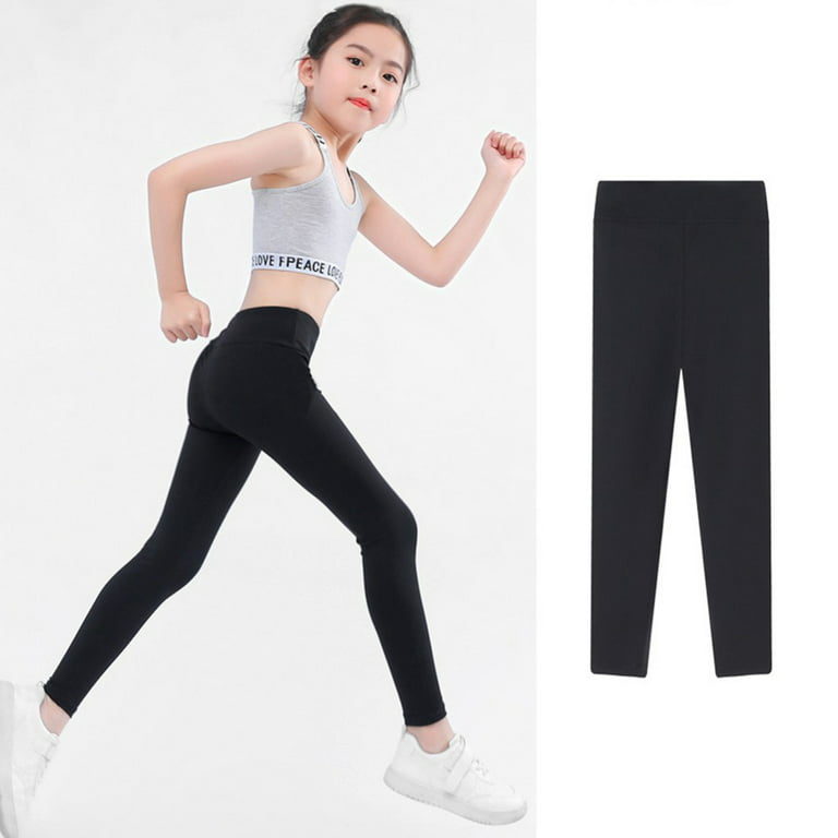 BULLPIANO Girl's Wideband Waist Leggings High Waisted Tights Workout Yoga  Skinny Sport Pants
