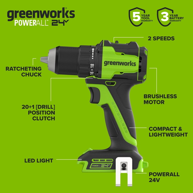 Greenworks PowerAll 24V Drill Driver, 400 in-lb photo 8