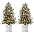 thumbnail image 3 of Prelit Artificial Christmas Trees with Two-Color Lights & Clusters Red Berry for Holiday Decor, Artificial Potted Xmas Tree with Lighting Modes, 3 of 7