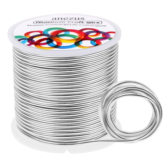 Alambre de aluminio artesanal Anezus, calibre 12, 30,5 m, 2 mm, color plateado