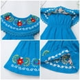thumbnail image 4 of IDOPIP Toddler Baby Girls Floral Embroidered Mexican Dress Ethnic Wear Off-Shoulder Sundress, 4 of 8