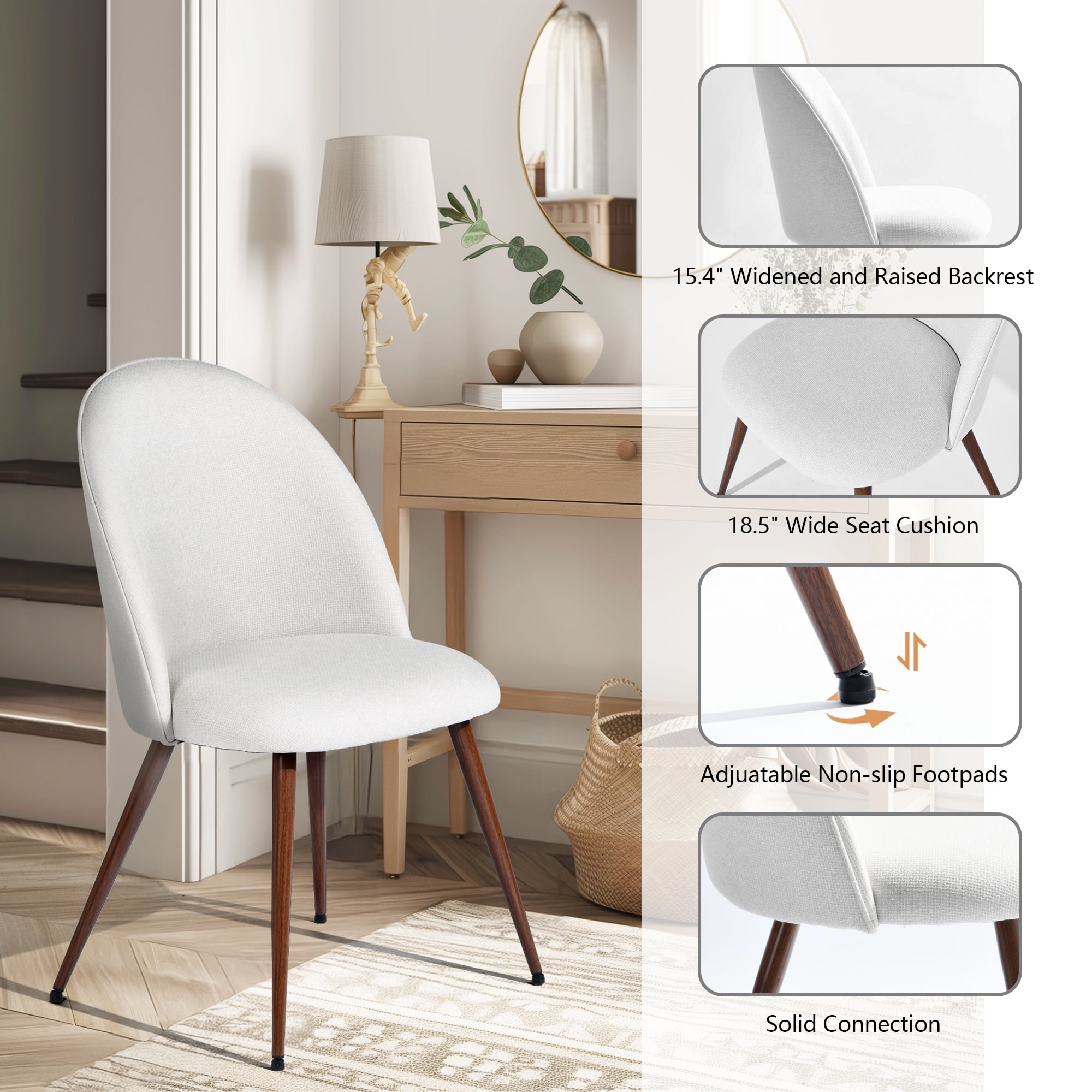 Ensemble table et chaises hautes Homy Casa 160 cm (63 po), plateau de table moderne en imitation bois avec bord ondulé.