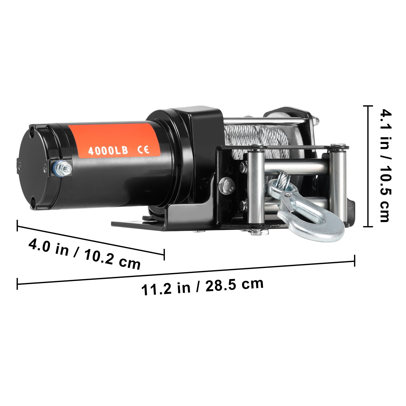 KFFKFF Electric Winch, 4000 lb Pulling Power, 12V DC for ATV/UTV, with Φ3/16 in x 39 ft Steel Cable, Roller Fairlead, Remote Control Options, IP55 Water Resistance, Ideal for UTV ATV Towing