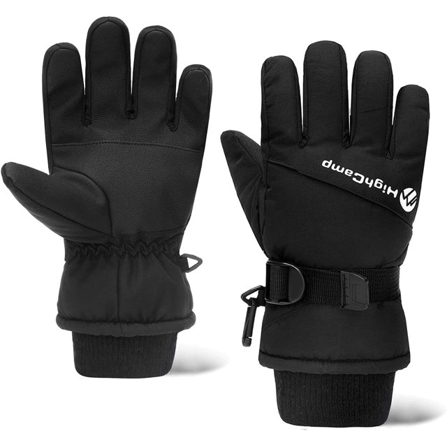 Gants de Ski Imperméables pour Enfants Garçons Filles Highcamp, Gants d'Hiver Chauds pour Temps Froid