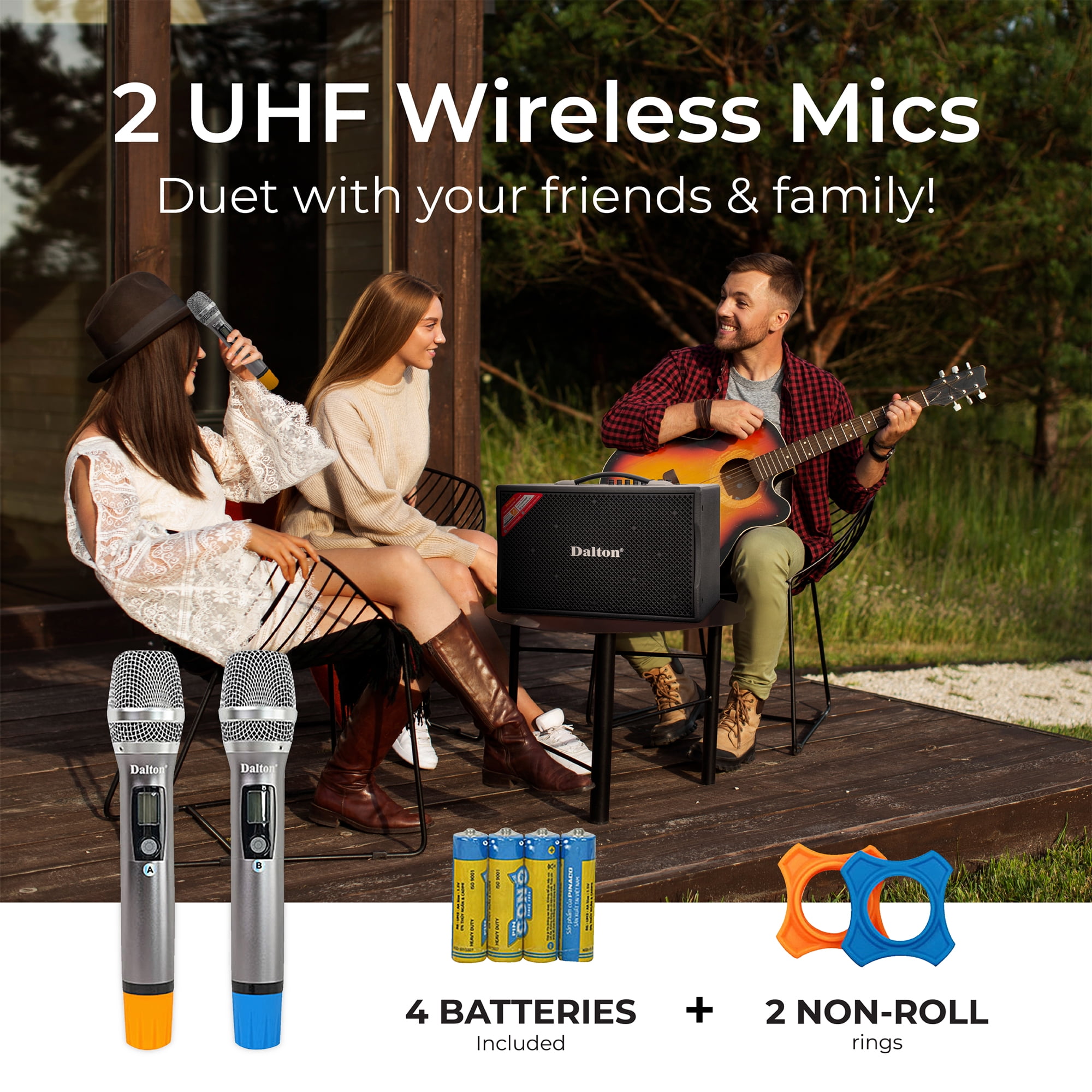 DALTON KS8Pro Portable Bluetooth Speaker for Adults, Kids | 250W | 2 UHF Microphones | 8" Woofer | Bass/Treble Adjustment | USB/AUX | Car Outdoor Indoor Party Gifts