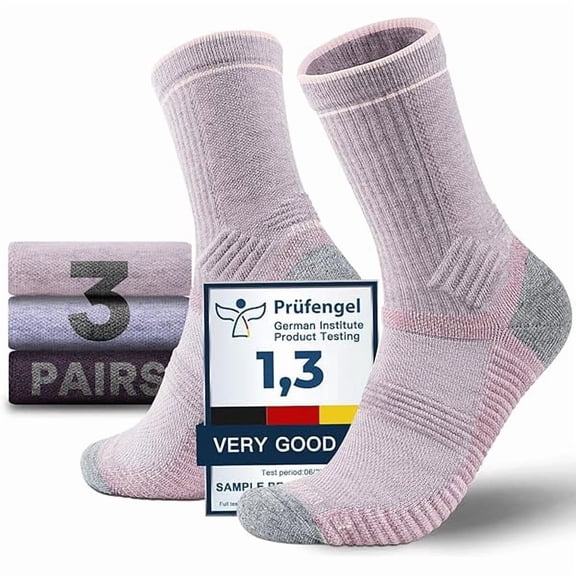 Eryueer Womens Merino Wool Breathable Hiking Socks Lightweight Compression Seamless Moisture Wicking Anti-Blister Cushioned