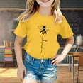 thumbnail image 2 of WEIYLL Tshirts Shirts for Girls Casual Cartoon Bee Print Round Neck Loose Short Sleeve Child Tops for 12-13 Years, 2 of 4
