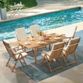 thumbnail image 5 of 7 Piece Patio Dining Set, Outdoor Acacia Wood Furniture Set, Extendable Rectangular Table and 6 Foldable Reclining chairs /Removeable Cushion, FSC Certified, for Deck Garden Backyard, 5 of 10