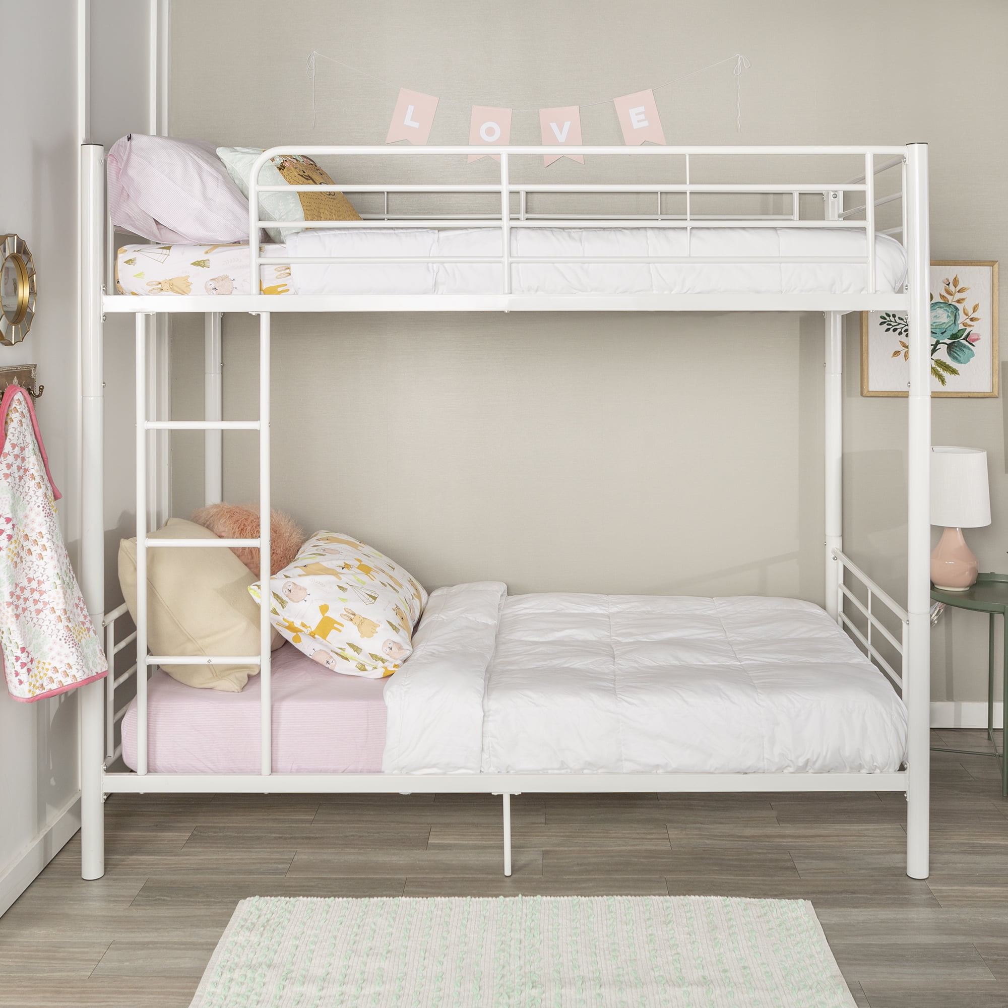 Metal Twin-Over-Twin Bunk Bed White 