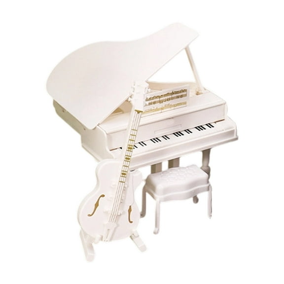 Dollhouses Miniature Grand Piano With Guitar And Cello Musical Instrument Set Wooden Furniture For Imaginative Play