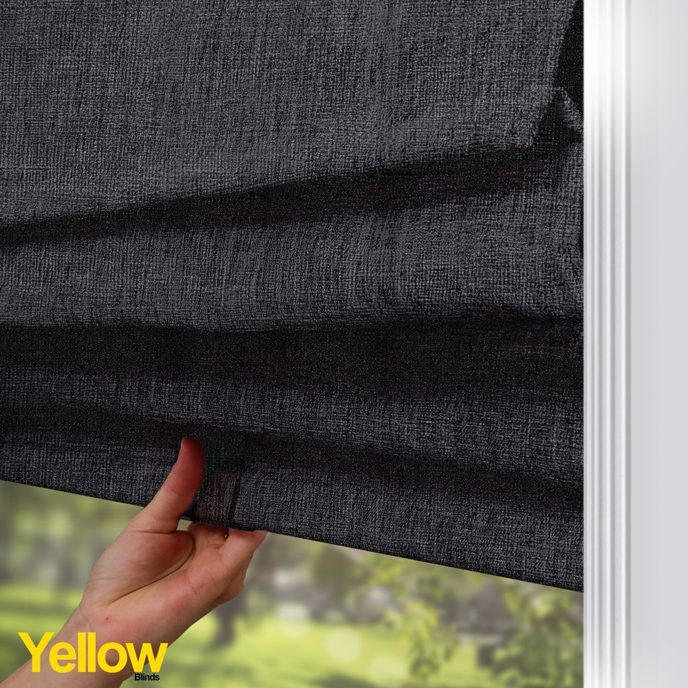 Yellow Blinds Cordless Blackout Roman Shade, Lexington Pebble - 29"W X 72"H