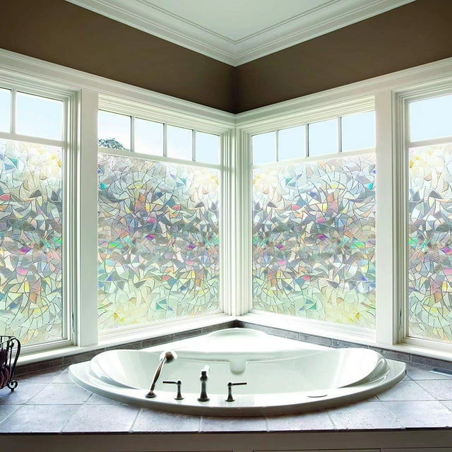 IBaodan Window Film Glass Film Electrostatic Glue- Colorful Frosted Bathroom Toilet Glass Sticker Window Film Light Opaque Frosted Window Sticker Housewarming Gift
