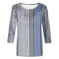 thumbnail image 5 of Sakmal Womens Summer Tops 3/4 Sleeve Blue Striped Crew Neck Pullover Shirts for Women, 5 of 5