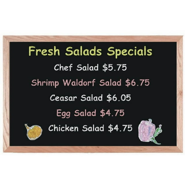 Aarco Children's Chalkboard - Small Blackboard Solid Red Oak Frame with Gloss Finish - 2' H x 3' W
