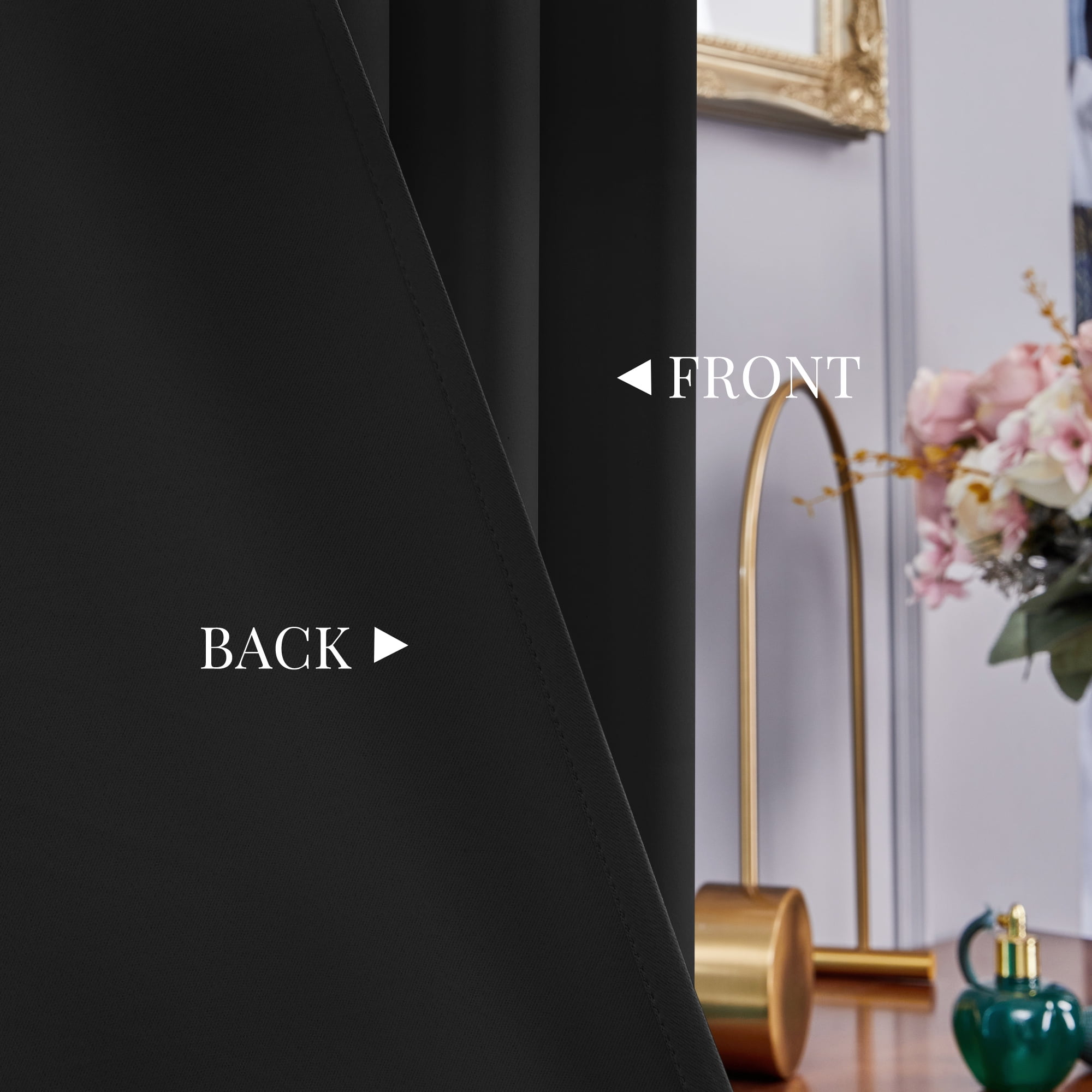 ZOPZO Blackout Curtains Thermal Insulated, Black, 42W x 63L Inch, Window Treatment Drapes for Living Room or Bedroom Decor, 2 Panels