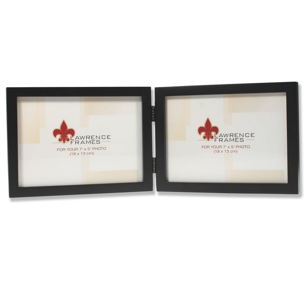 5x7 Hinged Double (Horizontal) Black Wood Picture Frame Gallery