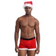thumbnail image 3 of CHICTRY Ensemble de Noël pour Hommes Tenues de Père Noël 2 Pcs Boxeurs Rouges Shorts de Vacances avec Chapeau B Rouge TTG, 3 of 7
