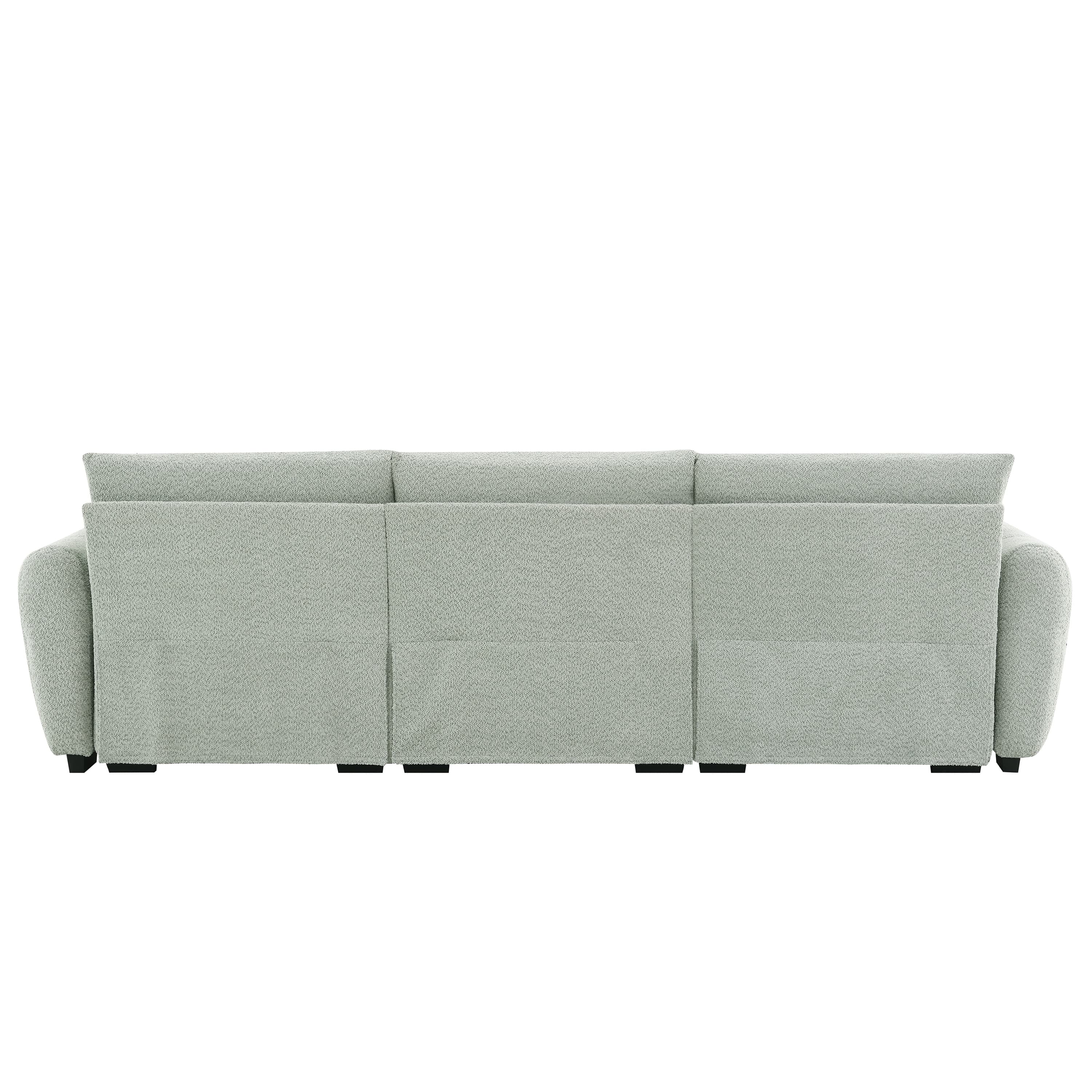 MAYEERTY 110" Modular L Shape Sofa Boucle Fabric Pull-line Design Sturdy Frame Free Combination