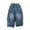 Grey2, variant on Girls Jeans Baggy Straight Wide Leg Washed Denim Pants Mid Rise Elastic Band Y2k Boyfriend Kids Trousers with Pockets for Back To School