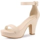 thumbnail image 1 of Sandalias de tacón grueso con tira trasera y plataforma para mujer Beige 41, 1 of 6
