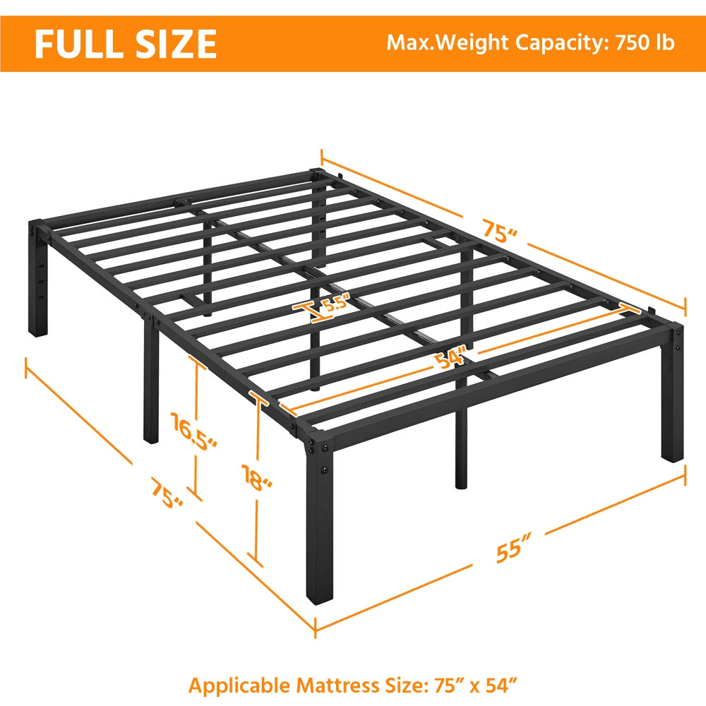 Fullfurnique Metal Platform Bed Frame with Heavy Duty Steel Slat Support, Twin, Black