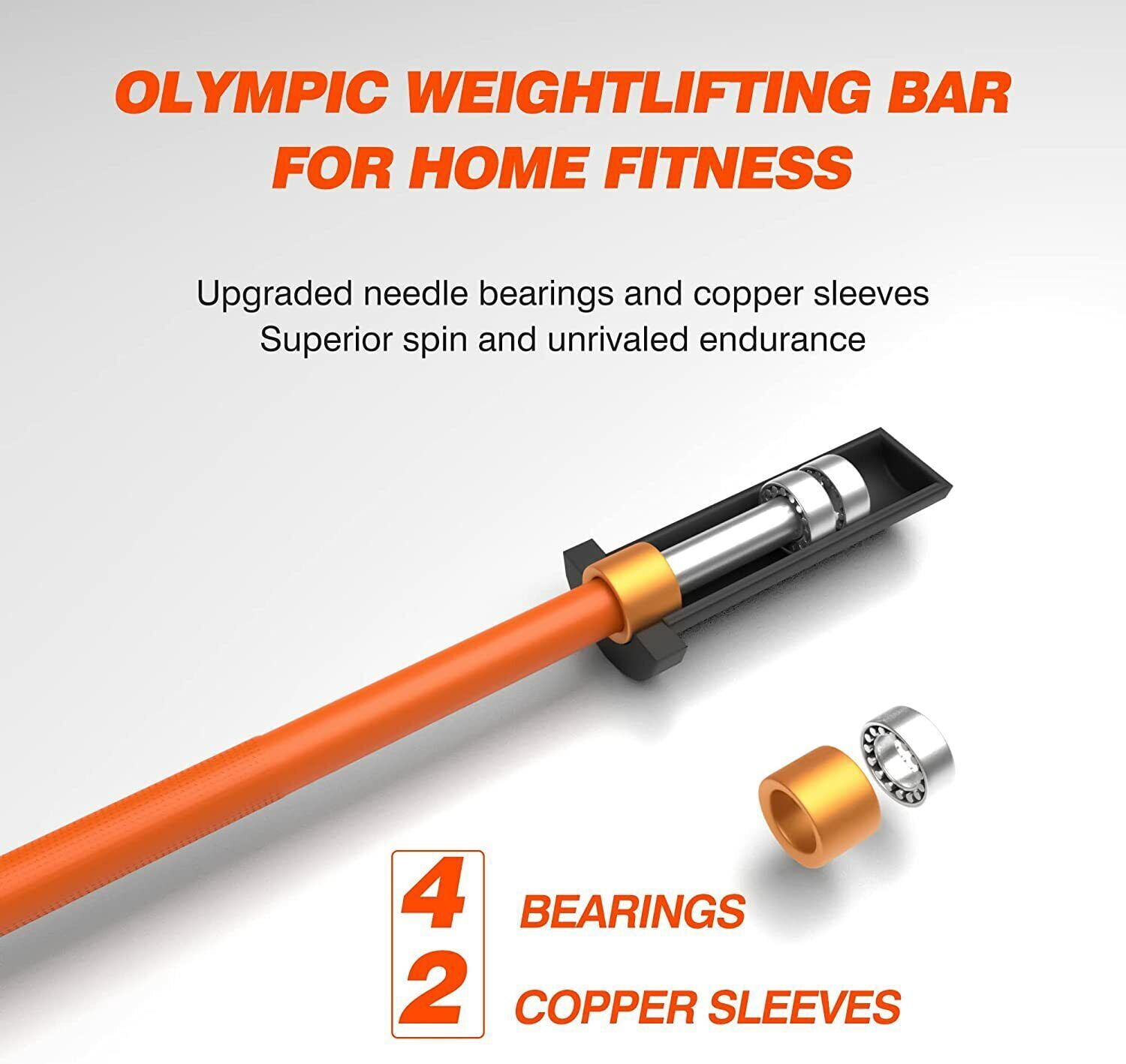IVV Barbell Olympic Bar 4FT Weight Bar for Weightlifting Strength Training Deadlift Squat, Bench Press 400lbs Capacity (Orange)