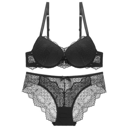 Sentmoon Lingerie for Women Women s Bra Gathering Sexy Lace Women s Thick Underwear Nylon Rear Opening Bra Set Valentines Lingerie Valentines Day Gifts for Her Clearance Sales Today Deals Prime