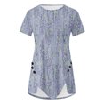 thumbnail image 4 of Rciityk Purple Women's Summer Top Short Sleeve Casual Crew Neck Printed T Shirts Irregular Hem Button Blouses, 4 of 5
