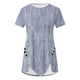 thumbnail image 2 of Blusas de Manga Corta para las Mujeres Botón Impreso Cuello Redondo Top Casual, Blusas para las Mujeres Casual, 2 of 5