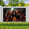 thumbnail image 4 of Gothic Design Halloween Banner Skeleton Decoration Spooky Night Graveyard Scene for Party Decor Haunted House Theme, 4 of 9