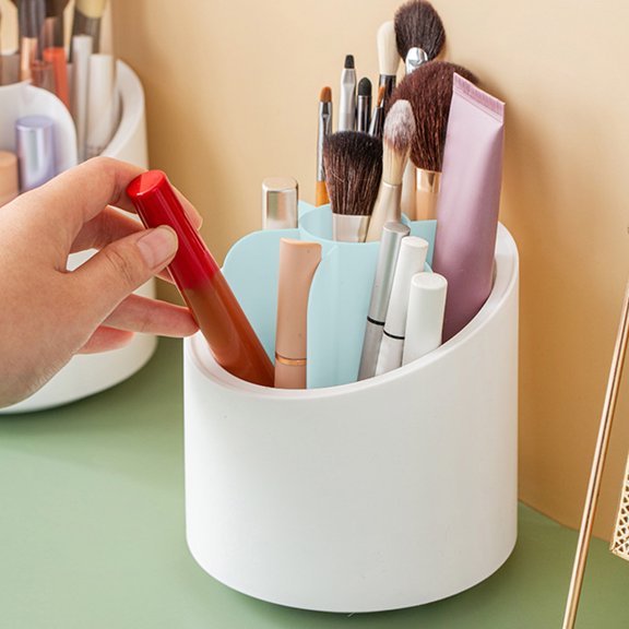 Makeup Brush Holder 360° Rotating Organizer Cosmetic Storage Makeup Brushes Cup Pen Holder for Vanity, Desk,Bathroom Countertops,Nordic Style Waterproof Cosmetic Display Cases