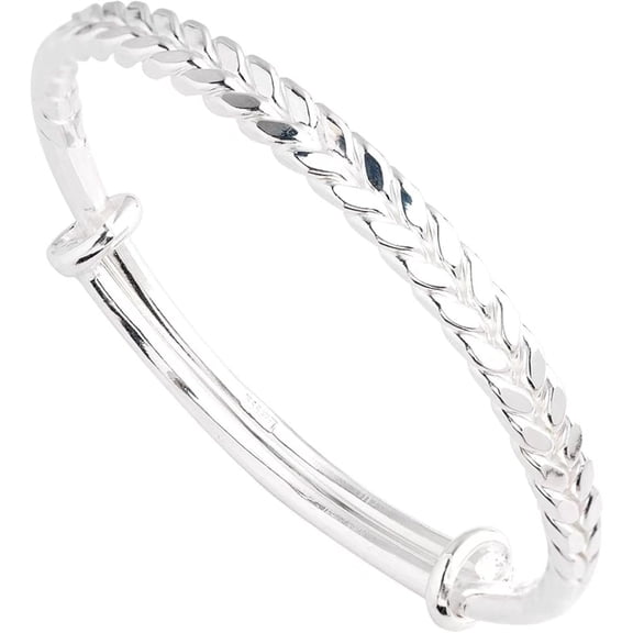 Women's Silver-plated Bangle Bracelets, 2026 Fashion Simple Jewelry Bracelet Adjustable Silver Bangles for Valentine Mothers Day Gift