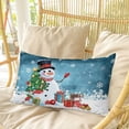 thumbnail image 4 of Dark Blue Snowman Christmas Pillow Covers, Linen Long Throw Pillow Case, Gifts Xmas Tree Winter Snowflake Holiday Pillow Protector Decorative Cushion Cover for Living Room/Bedroom 20" x 26", 4 of 8