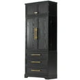 thumbnail image 5 of HICOMILA 78.2" Tall Farmhouse Kitchen Pantry Cabinet with 8 Door Shelves, Storage Cabinet with 3 Adjustable Shelves, 3 Large Drawers, Versatile Cupboard for Kitchen, Dining & Bathroom, Ash Black, 5 of 23