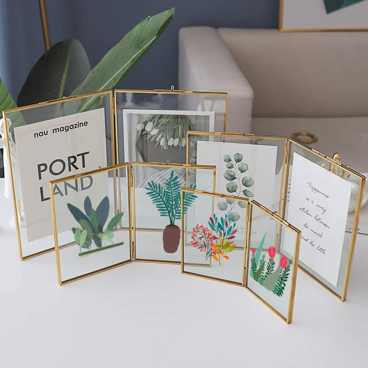 Longwin Folding Floating 5 in x 7 in Gold Picture Frames