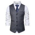 thumbnail image 2 of Teyfeniy Men's Classic Dress Vest Waistcoat Formal Business Wedding Prom Tuxedo Suit Slim Casual V Neck Button Down Vest Jacket with Pocket, 2 of 4
