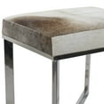 thumbnail image 5 of DecMode Gray Leather Cowhide Living Room Stool with Silver Stainless Steel Base, 20" x 16" x 19", 5 of 13